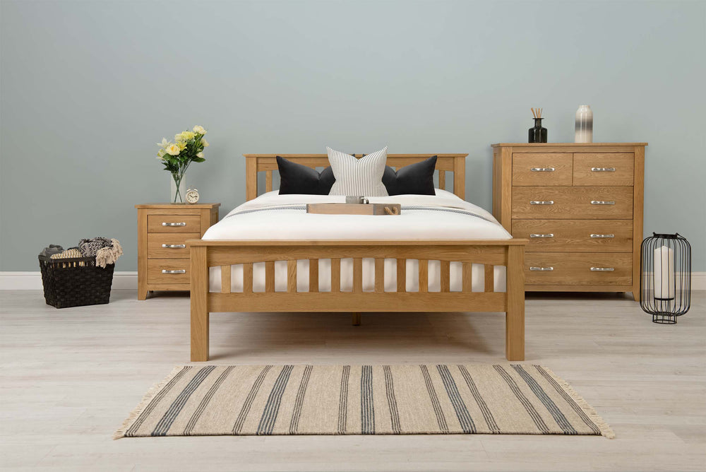 Boston Solid Natural Oak Bed Frame - 4ft6 Double - The Oak Bed Store