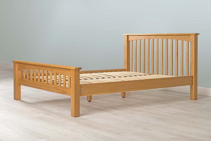 Boston Solid Natural Oak Bed Frame - 4ft6 Double - The Oak Bed Store