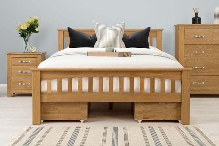 Boston Solid Natural Oak Bed Frame - 4ft6 Double - The Oak Bed Store
