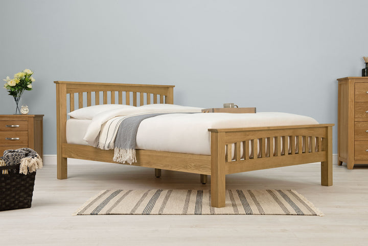 Boston Solid Natural Oak Bed Frame - 4ft6 Double - The Oak Bed Store
