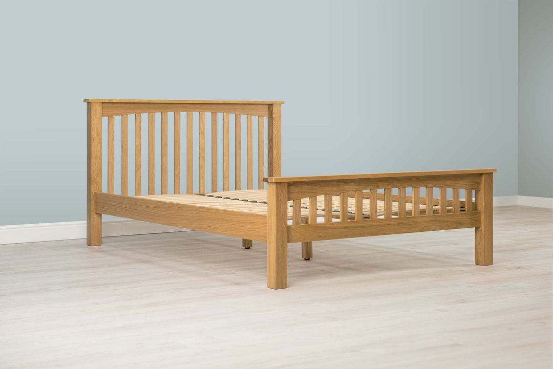 Boston Solid Natural Oak Bed Frame - 4ft6 Double - The Oak Bed Store