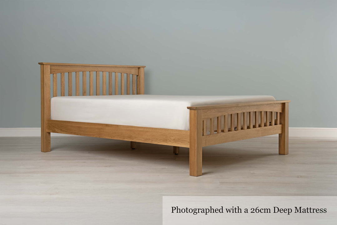 Boston Solid Natural Oak Bed Frame - 4ft6 Double - The Oak Bed Store