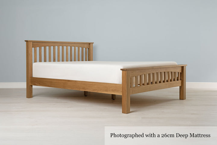 Boston Solid Natural Oak Bed Frame - 4ft6 Double - The Oak Bed Store