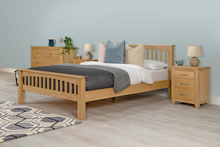 Boston Solid Natural Oak Bed Frame - 4ft6 Double - The Oak Bed Store