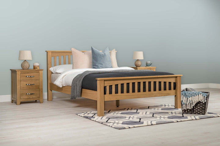 Boston Solid Natural Oak Bed Frame - 4ft6 Double - The Oak Bed Store