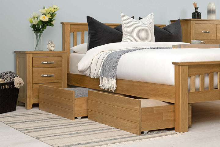 Boston Solid Natural Oak Bed Frame - 6ft Super King - The Oak Bed Store