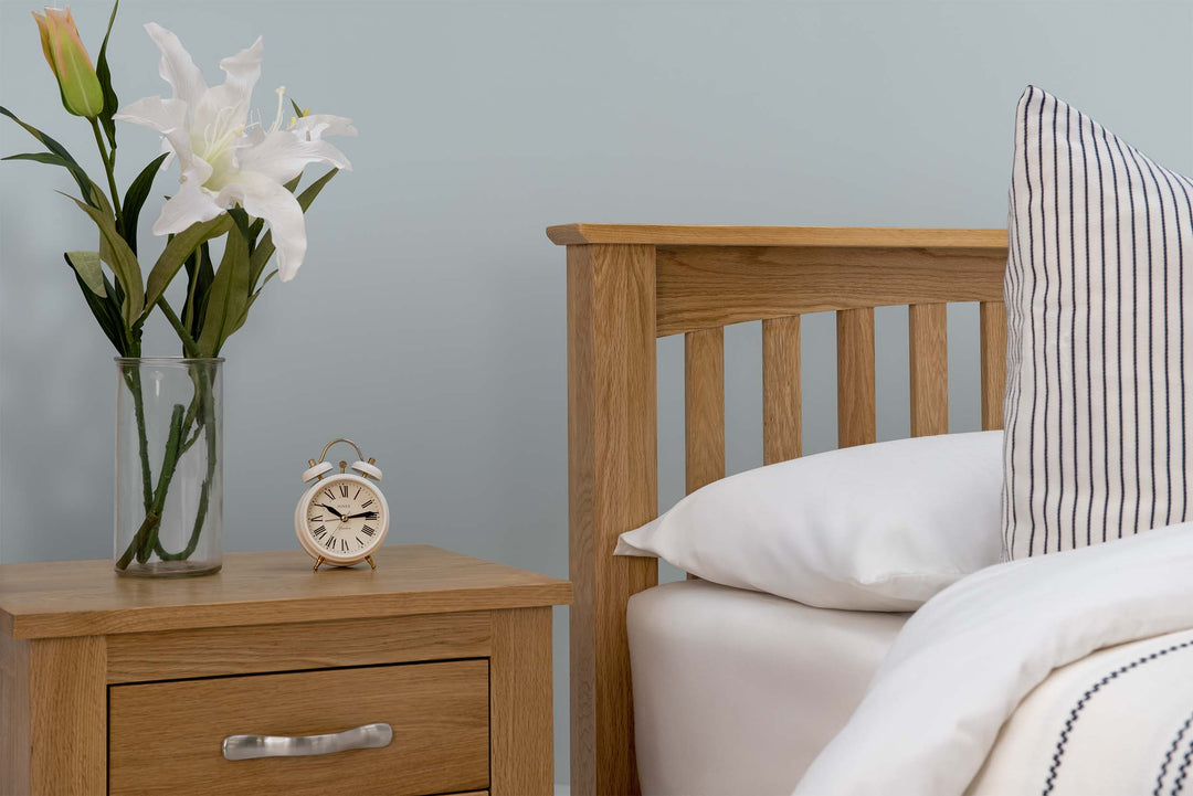 Boston Solid Natural Oak Bed Frame - Low Foot End - 3ft Single - The Oak Bed Store