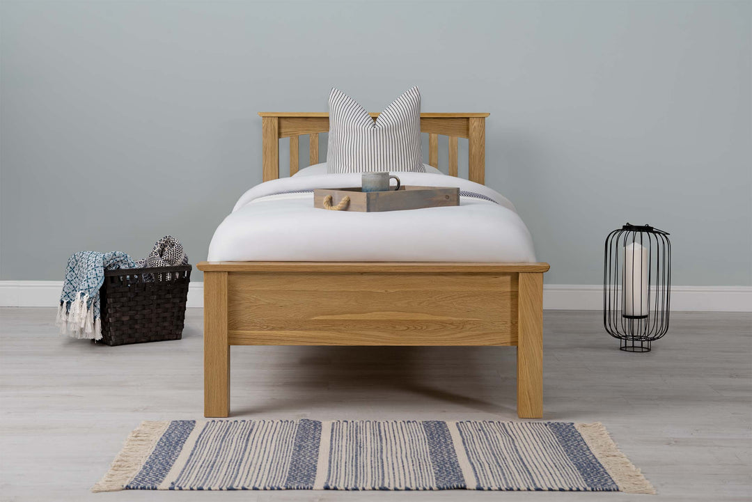 Boston Solid Natural Oak Bed Frame - Low Foot End - 3ft Single - The Oak Bed Store