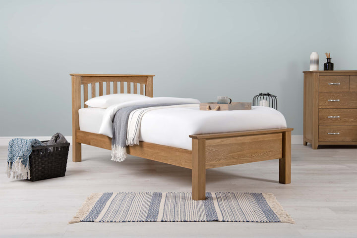 Boston Solid Natural Oak Bed Frame - Low Foot End - 3ft Single - The Oak Bed Store