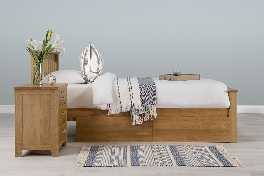 Boston Solid Natural Oak Bed Frame - Low Foot End - 3ft Single - The Oak Bed Store