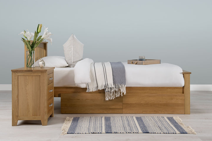 Boston Solid Natural Oak Bed Frame - Low Foot End - 3ft Single - The Oak Bed Store