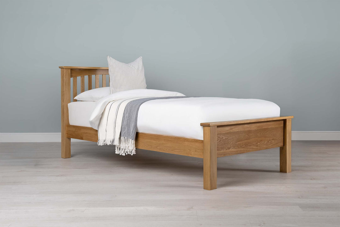 Boston Solid Natural Oak Bed Frame - Low Foot End - 3ft Single - The Oak Bed Store