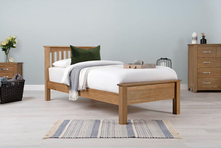 Boston Solid Natural Oak Bed Frame - Low Foot End - 3ft Single - The Oak Bed Store