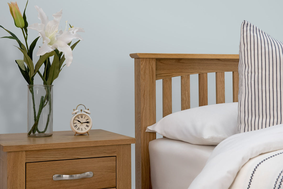 Boston Solid Natural Oak Bed Frame - Low Foot End - 3ft Single - The Oak Bed Store