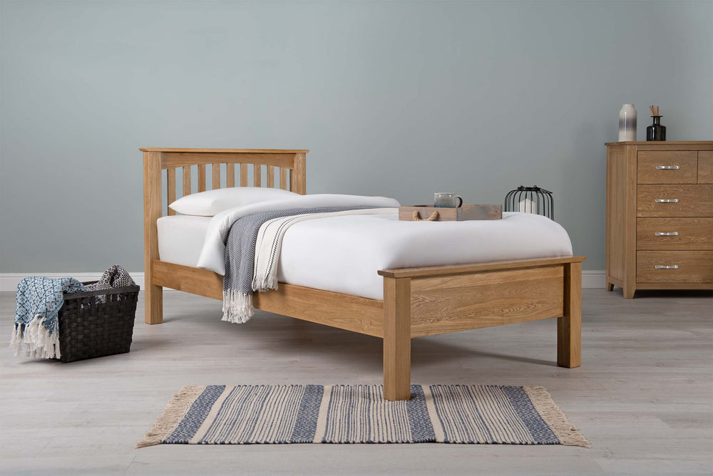 Boston Solid Natural Oak Bed Frame - Low Foot End - 3ft Single - The Oak Bed Store