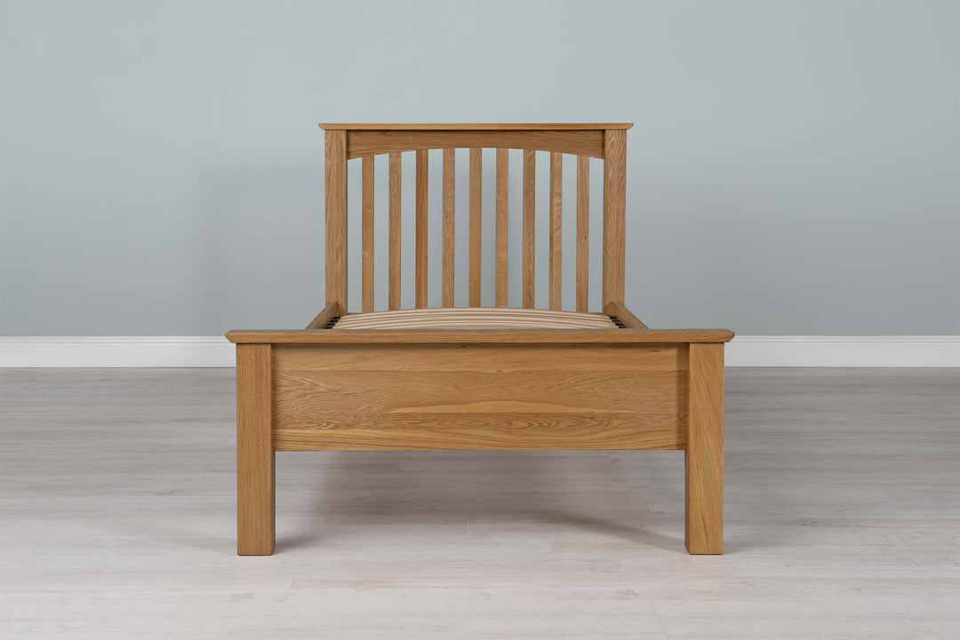 Boston Solid Natural Oak Bed Frame - Low Foot End - 3ft Single - The Oak Bed Store