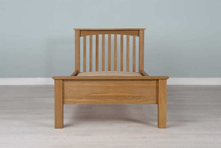 Boston Solid Natural Oak Bed Frame - Low Foot End - 3ft Single - The Oak Bed Store