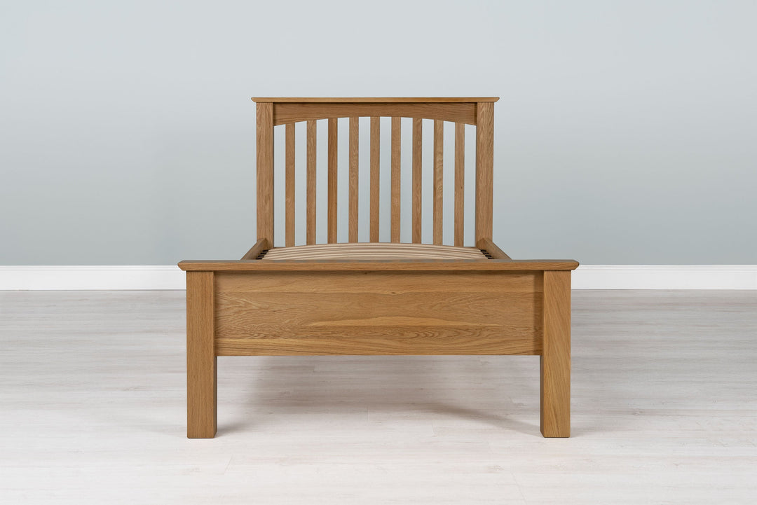 Boston Solid Natural Oak Bed Frame - Low Foot End - 3ft Single - The Oak Bed Store