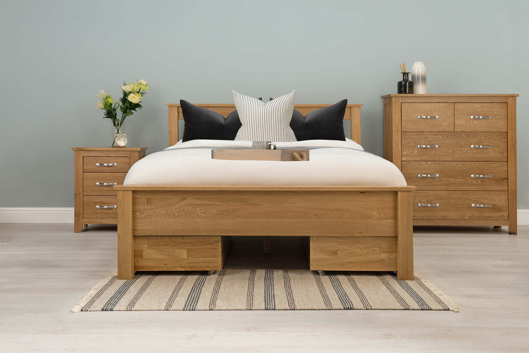 Boston Solid Natural Oak Bed Frame - Low Foot End - 4ft Small Double - The Oak Bed Store