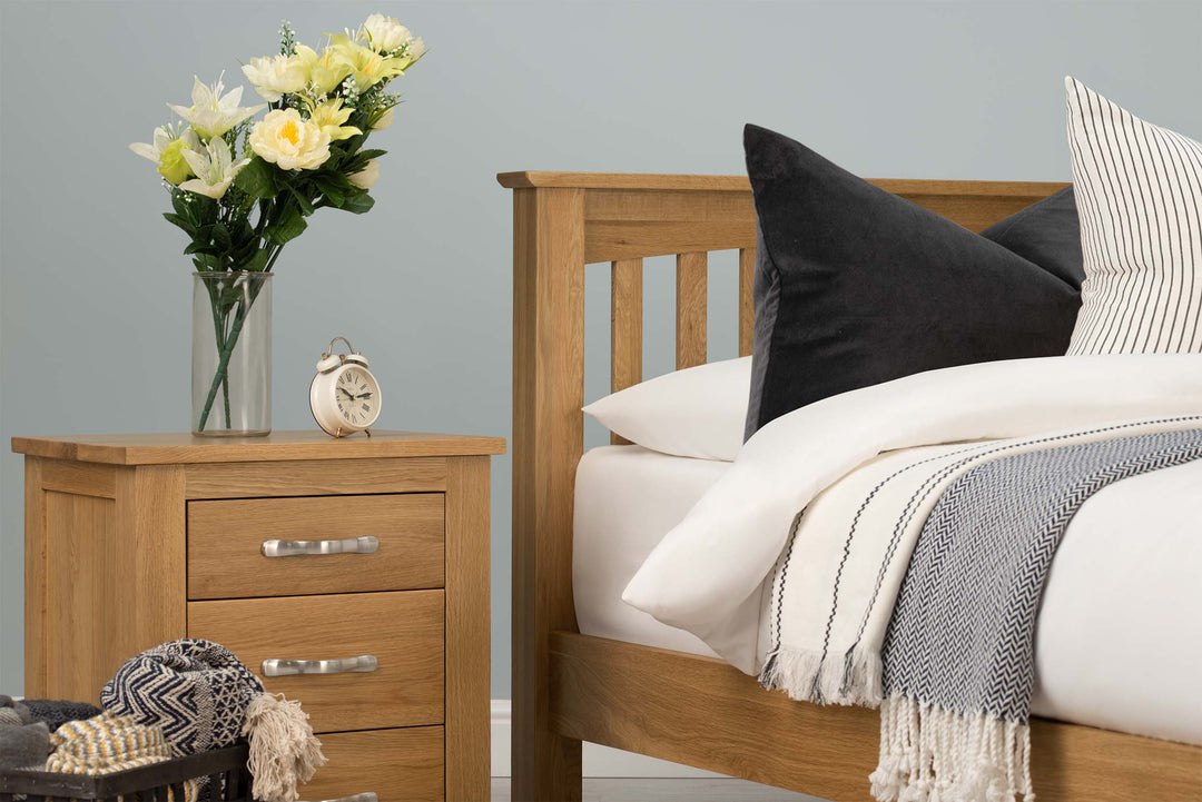 Boston Solid Natural Oak Bed Frame - Low Foot End - 4ft Small Double - The Oak Bed Store