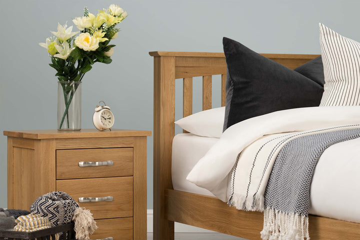 Boston Solid Natural Oak Bed Frame - Low Foot End - 4ft Small Double - The Oak Bed Store