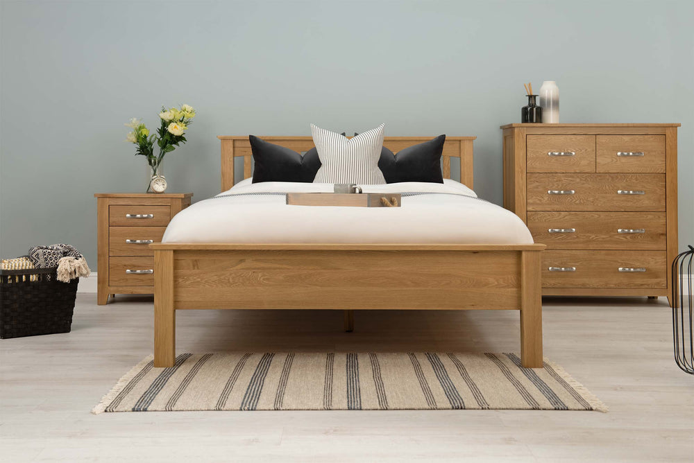 Boston Solid Natural Oak Bed Frame - Low Foot End - 4ft Small Double - The Oak Bed Store