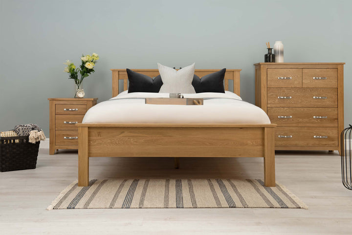 Boston Solid Natural Oak Bed Frame - Low Foot End - 4ft Small Double - The Oak Bed Store