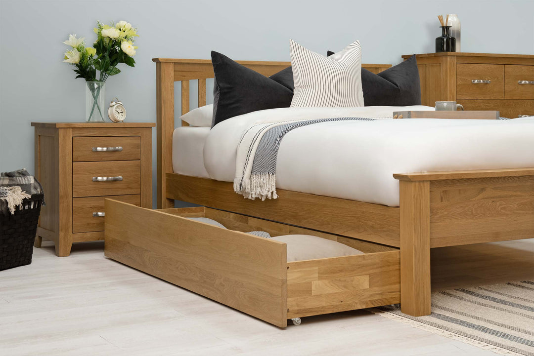 Boston Solid Natural Oak Bed Frame - Low Foot End - 4ft Small Double - The Oak Bed Store