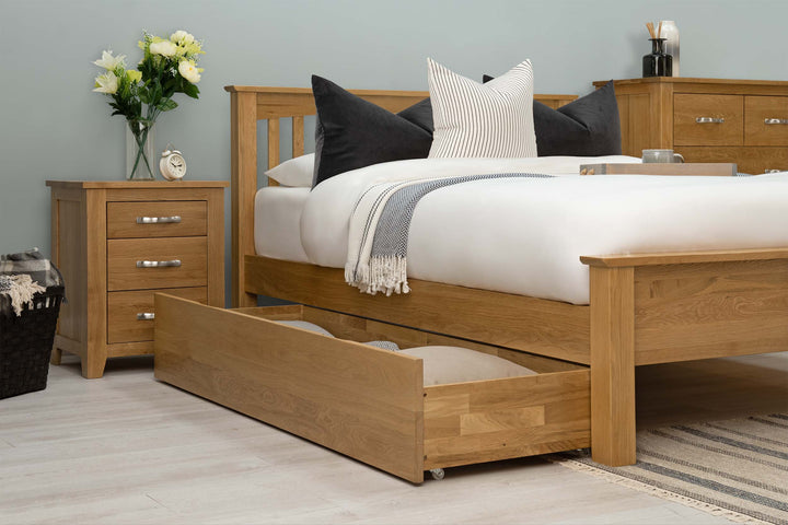 Boston Solid Natural Oak Bed Frame - Low Foot End - 4ft Small Double - The Oak Bed Store