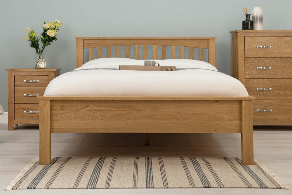 Boston Solid Natural Oak Bed Frame - Low Foot End - 4ft Small Double - The Oak Bed Store