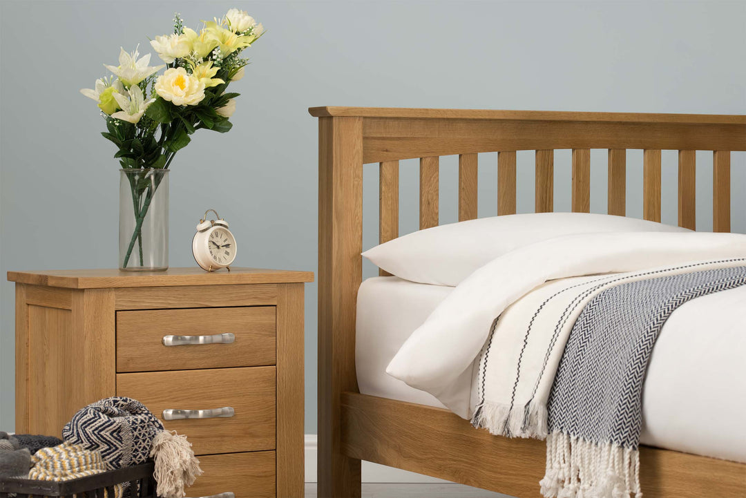 Boston Solid Natural Oak Bed Frame - Low Foot End - 4ft Small Double - The Oak Bed Store