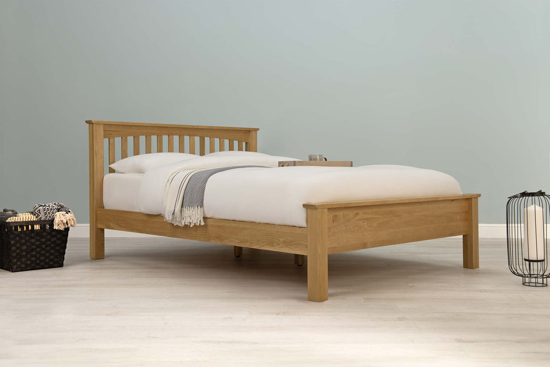 Boston Solid Natural Oak Bed Frame - Low Foot End - 4ft Small Double - The Oak Bed Store