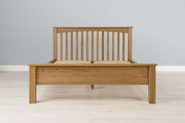 Boston Solid Natural Oak Bed Frame - Low Foot End - 4ft6 Double - The Oak Bed Store
