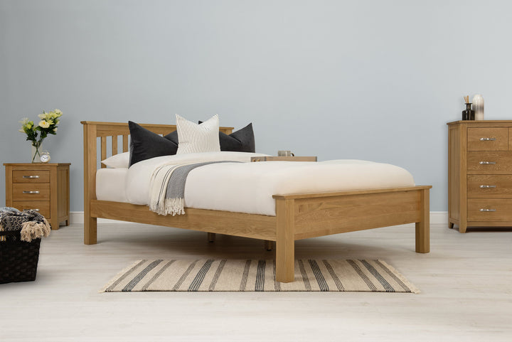Boston Solid Natural Oak Bed Frame - Low Foot End - 4ft6 Double - The Oak Bed Store
