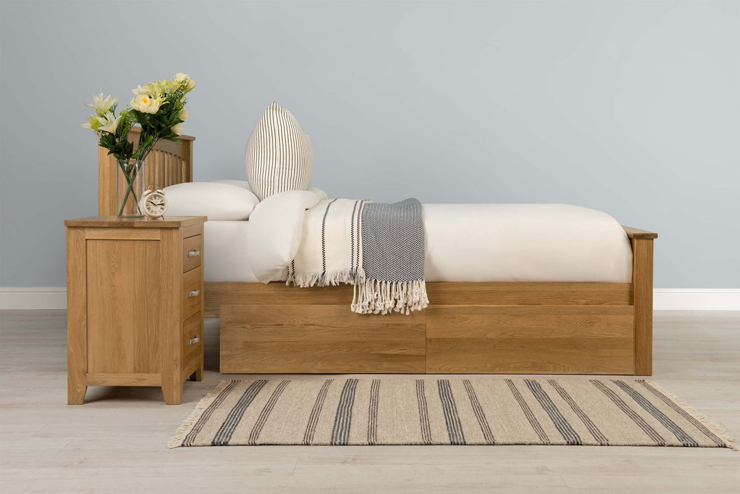 Boston Solid Natural Oak Bed Frame - Low Foot End - 4ft6 Double - The Oak Bed Store