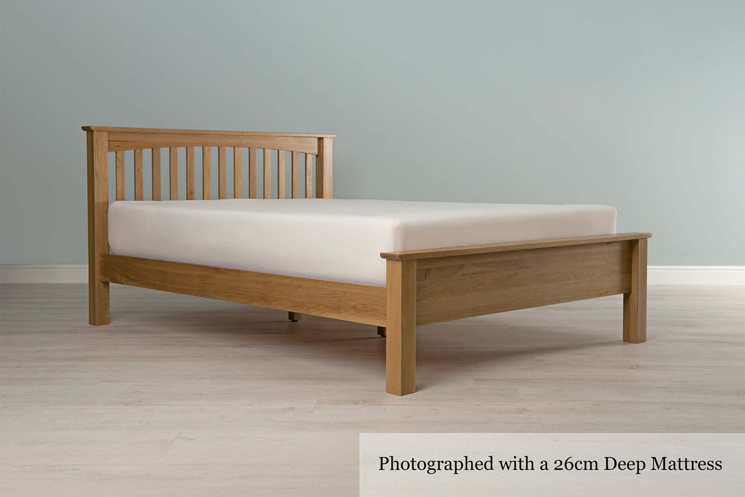 Boston Solid Natural Oak Bed Frame - Low Foot End - 5ft King Size - The Oak Bed Store
