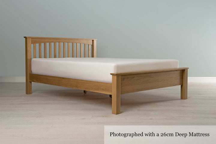 Boston Solid Natural Oak Bed Frame - Low Foot End - 5ft King Size - The Oak Bed Store