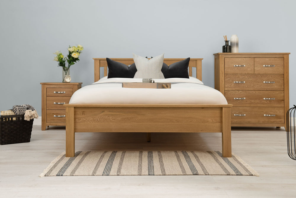 Boston Solid Natural Oak Bed Frame - Low Foot End - 5ft King Size - The Oak Bed Store