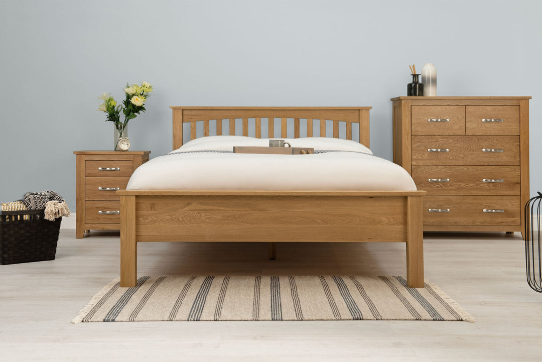 Boston Solid Natural Oak Bed Frame - Low Foot End - 5ft King Size - The Oak Bed Store
