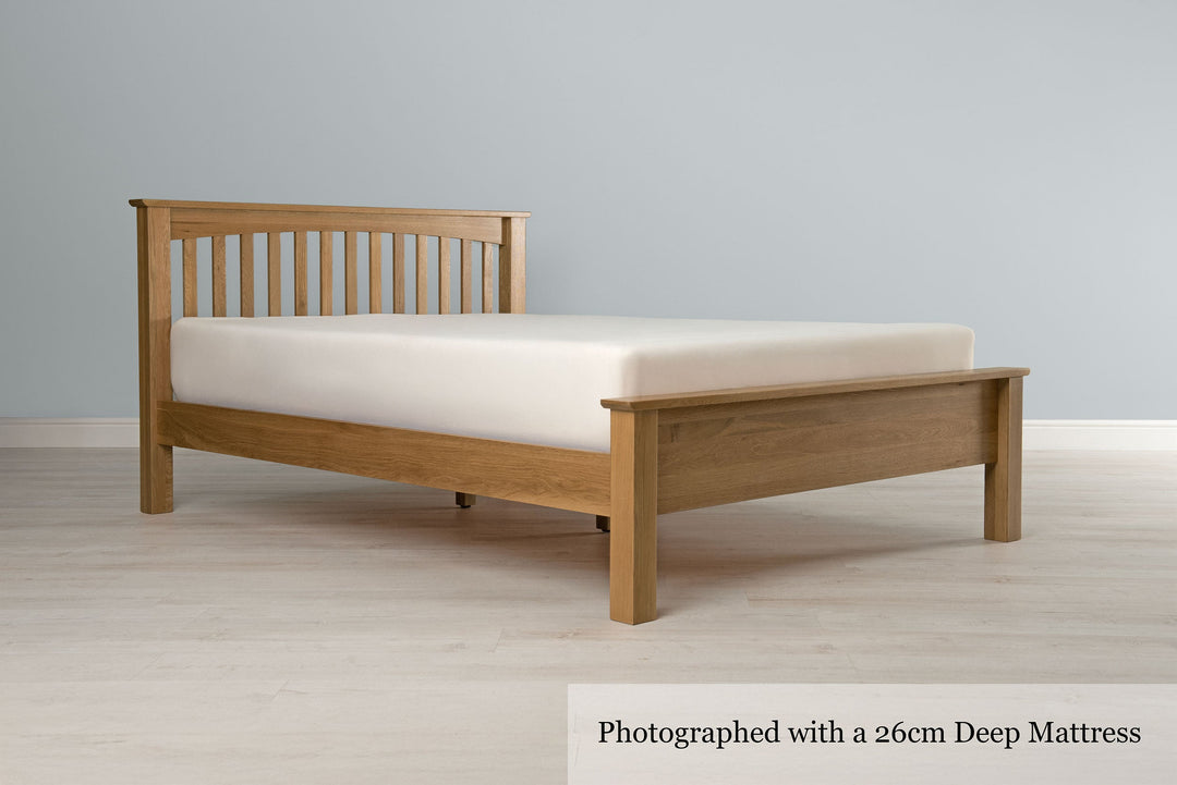Boston Solid Natural Oak Bed Frame - Low Foot End - 5ft King Size - The Oak Bed Store