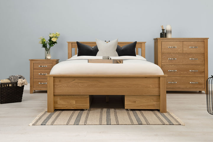 Boston Solid Natural Oak Bed Frame - Low Foot End - 6ft Super King - The Oak Bed Store
