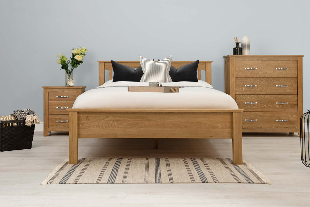 Boston Solid Natural Oak Bed Frame - Low Foot End - 6ft Super King - The Oak Bed Store