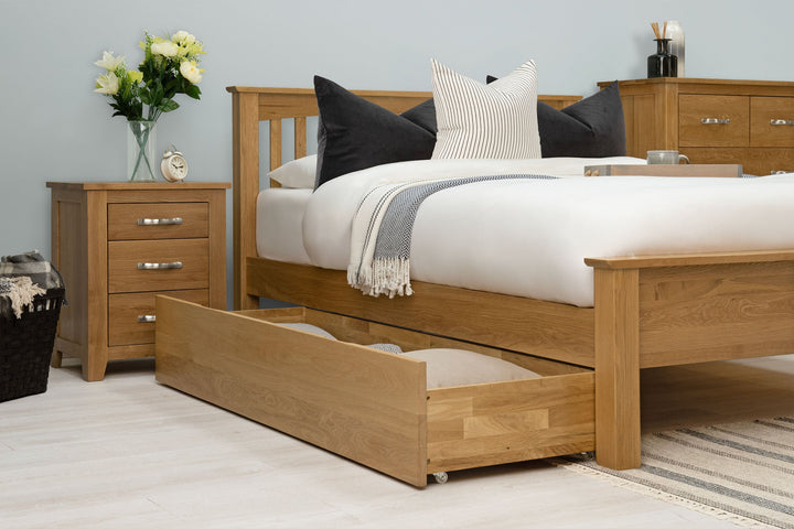 Boston Solid Natural Oak Bed Frame - Low Foot End - 6ft Super King - The Oak Bed Store