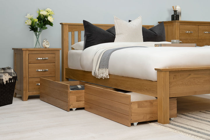 Boston Solid Natural Oak Bed Frame - Low Foot End - 6ft Super King - The Oak Bed Store