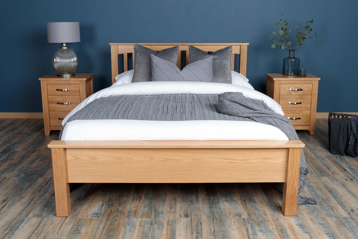 Boston Solid Natural Oak Bed Frame - Low Foot End - Various Sizes - B GRADE - The Oak Bed Store