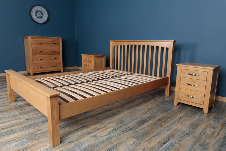 Boston Solid Natural Oak Bed Frame - Low Foot End - Various Sizes - B GRADE - The Oak Bed Store