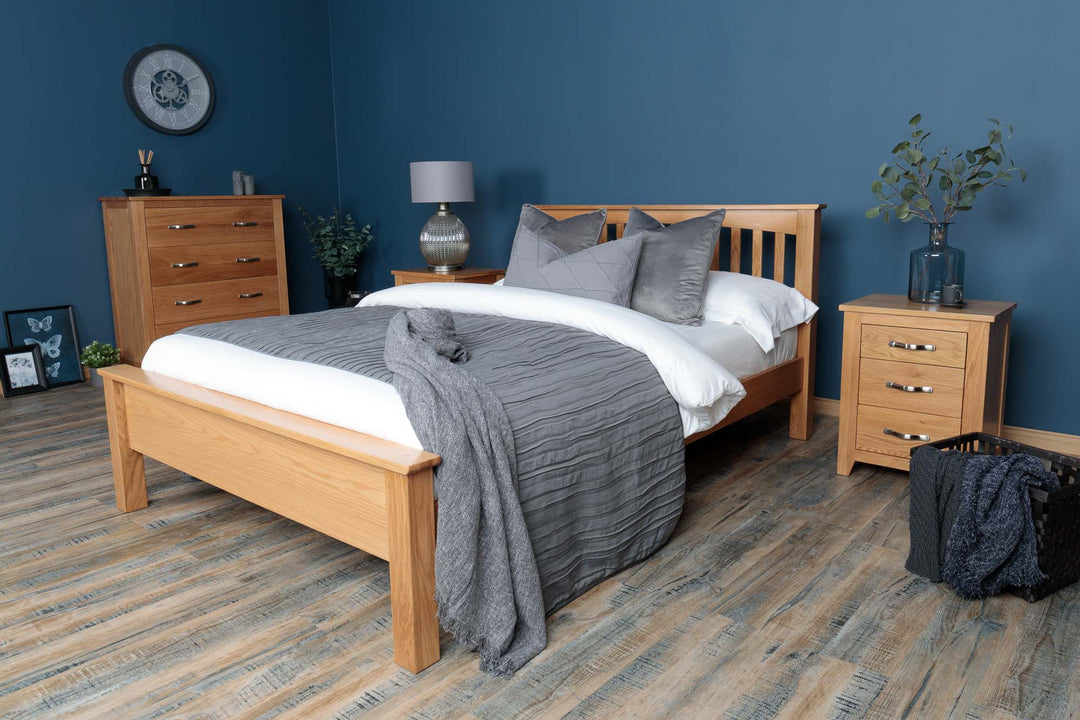 Boston Solid Natural Oak Bed Frame - Low Foot End - Various Sizes - B GRADE - The Oak Bed Store