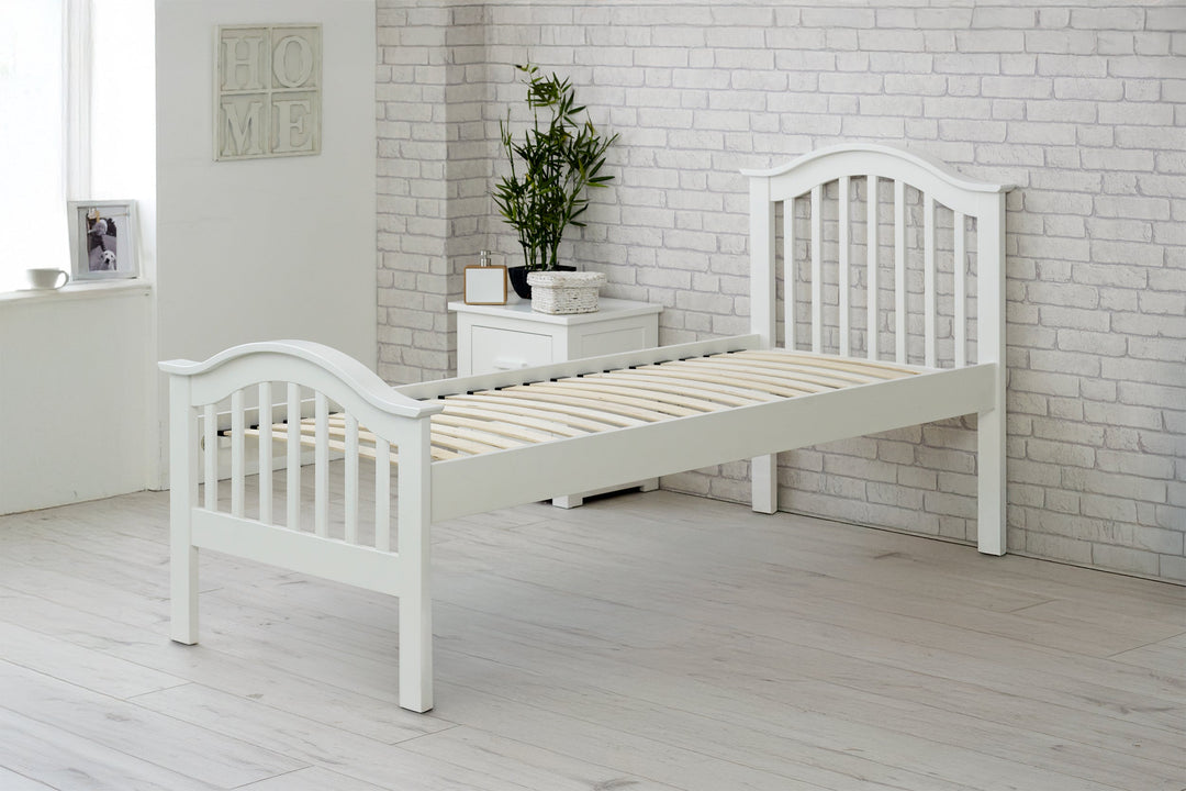 Chelsea Soft White Solid Wood Bed - 2ft6 Small Single - B Grade - The Oak Bed Store