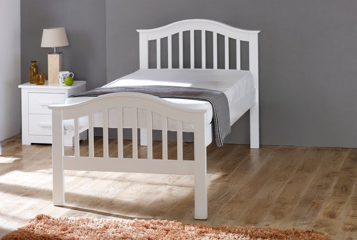 Chelsea Soft White Solid Wood Bed - 2ft6 Small Single - B Grade - The Oak Bed Store