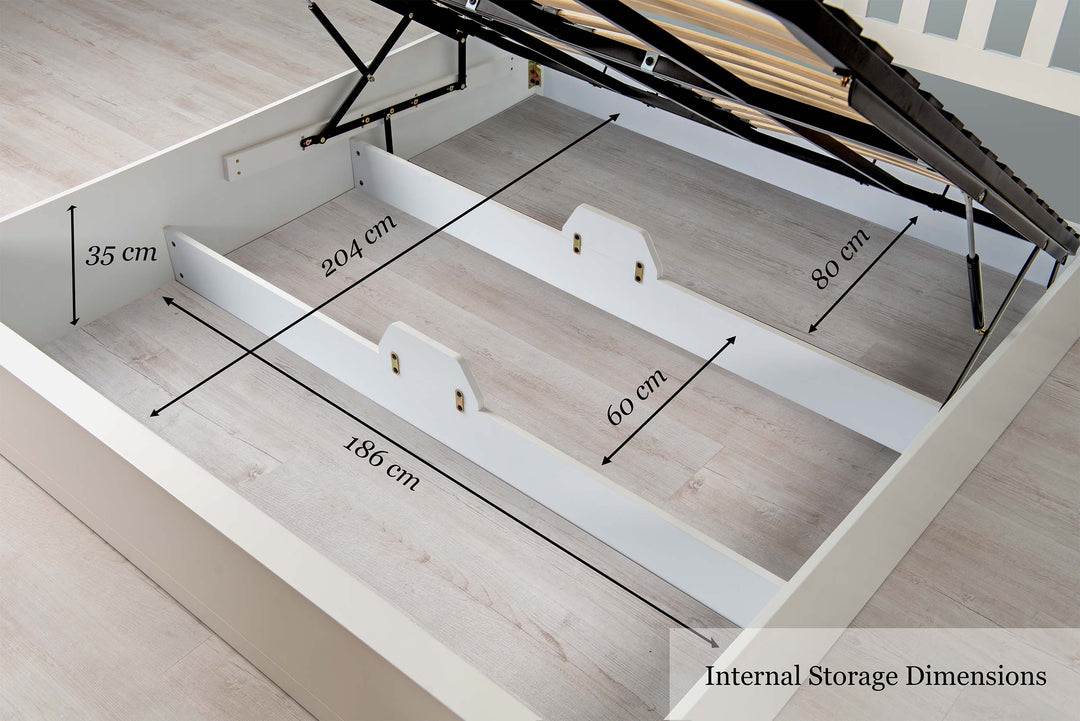 Chester Bright White Ottoman Storage Bed Frame - 6ft Super King - The Oak Bed Store